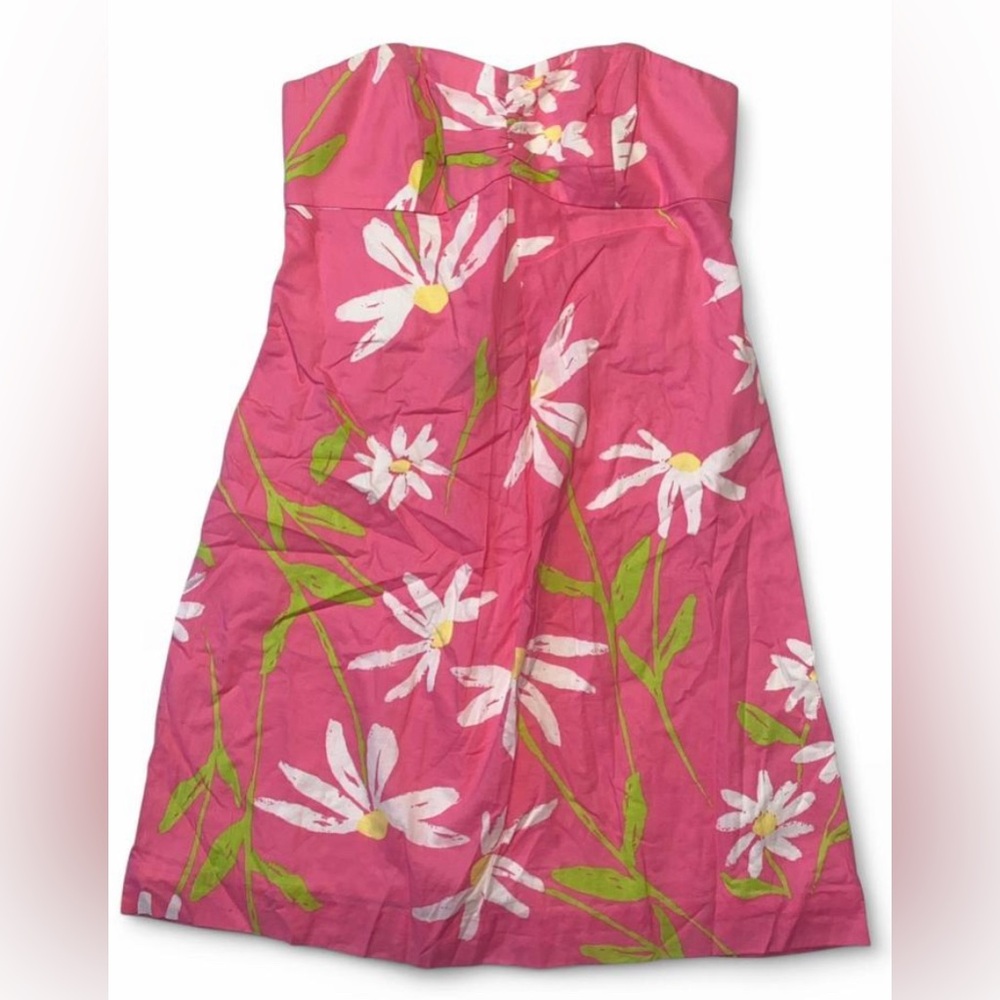 Size 0 Lilly Pulitzer Betsey Hotty Pink Twirlers Floral Strapless Mini Dress